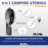 Orblue 4-in-1 Camping Utensils, 2-Pack, Portable Stainless Steel Spoon, Fork, Knife & Bottle Opener Combo Set - Travel, Backpacking Cutlery Multitool,