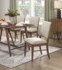 Modern Design 7pc Dining Set Table and 6x Side Chairs Fabric Upholstered Seat Back Brown Finish Wooden Dining Kitchen Furniture