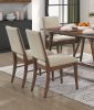 Modern Design 7pc Dining Set Table and 6x Side Chairs Fabric Upholstered Seat Back Brown Finish Wooden Dining Kitchen Furniture