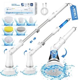 Electric Spin Scrubber, Bathroom Cleaning Brush, 2 Speeds With 5 Replacement Heads, Shower Scrubber Brush With Long Handle For Kitchen, Bathtub, Floor (Color: 180min Runtime)